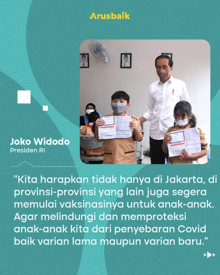 Vaksinasi Anak Dimulai Presiden Kunjungi Lokasi Vaksinasi, BIN Gelar di 12 Provinsi