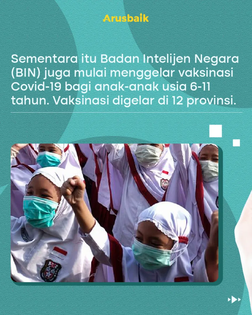 Vaksinasi Anak Dimulai Presiden Kunjungi Lokasi Vaksinasi, BIN Gelar di 12 Provinsi