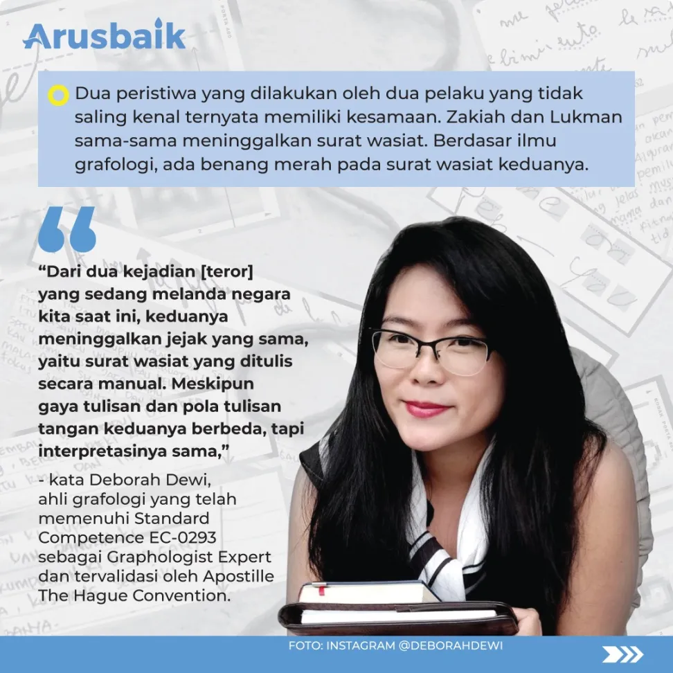 Secara Grafologi, Ada Benang Merah Pada Surat Wasiat Kedua Pelaku Teror