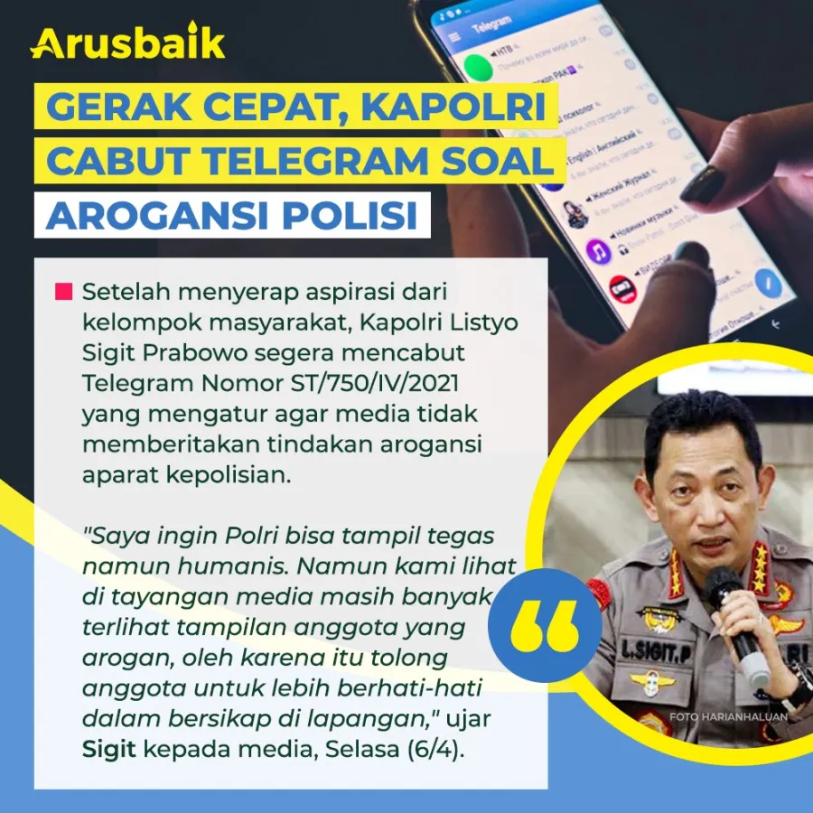 Gerak Cepat, Kapolri Cabut Telegram Soal Arogansi Polisi