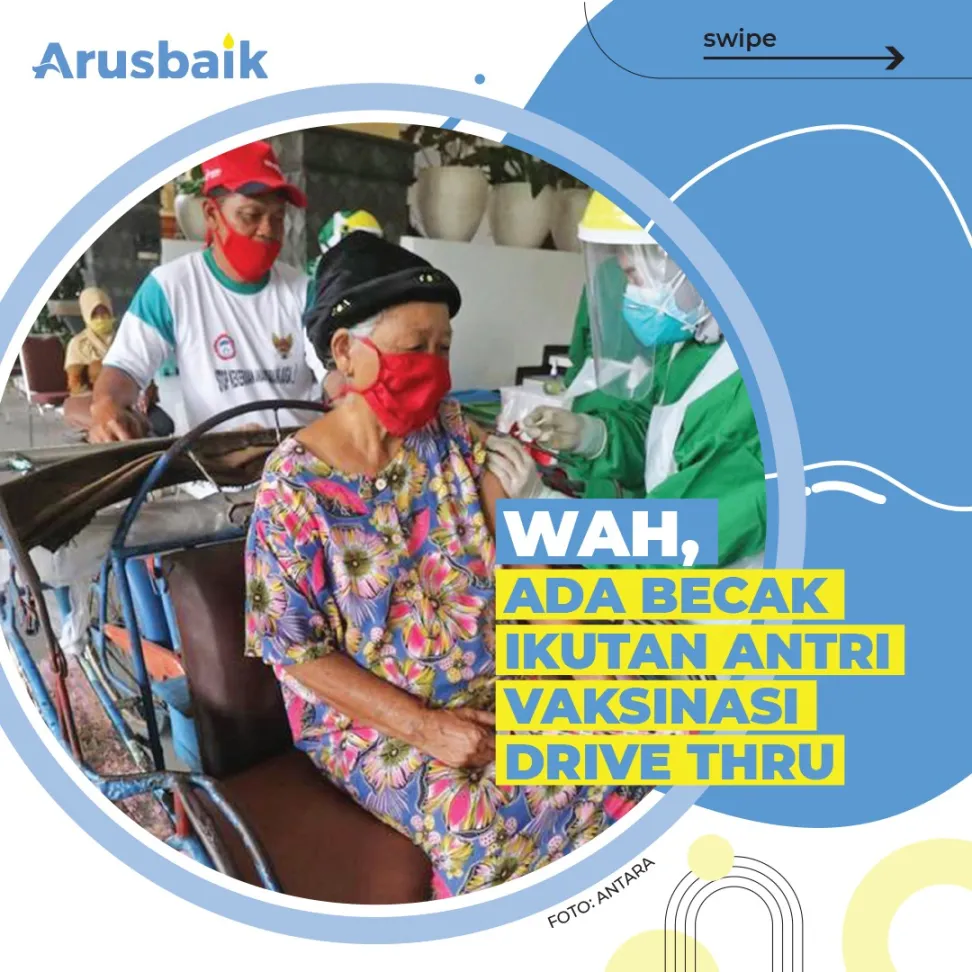 Wah, Ada Becak Ikutan Antri Vaksinasi Drive Thru