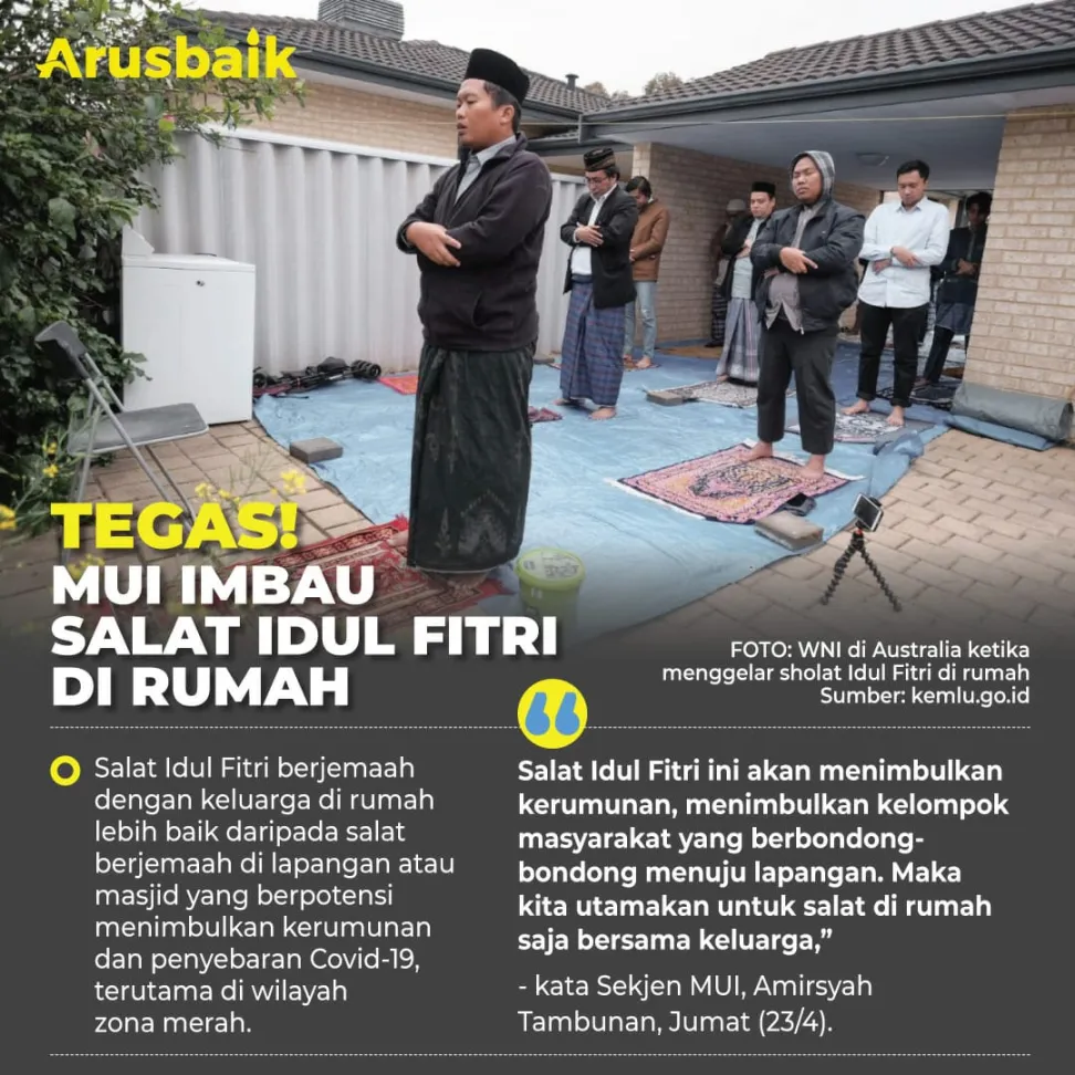 Tegas! MUI Imbau Salat Idul Fitri di Rumah