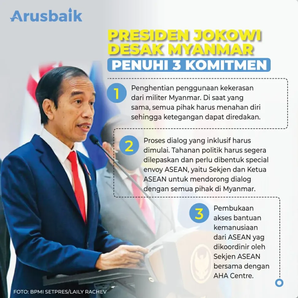 Presiden Jokowi Desak Myanmar Penuhi 3 komitmen