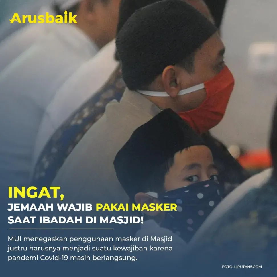 Ingat, Jemaah Wajib Pakai Masker saat Ibadah di Masjid!