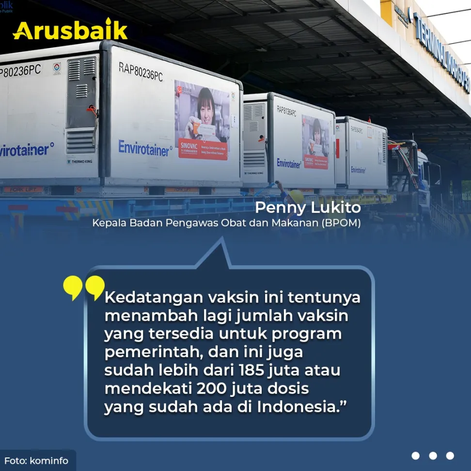 Kebut Vaksinasi, 5 Juta Dosis Vaksin Sinovac Datang Lagi