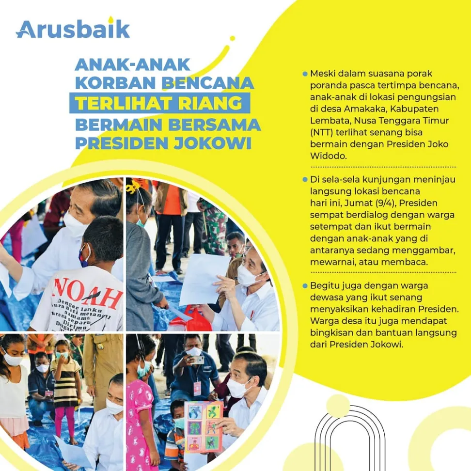 Anak-Anak Korban Bencana Terlihat Riang Bermain Bersama Presiden Jokowi