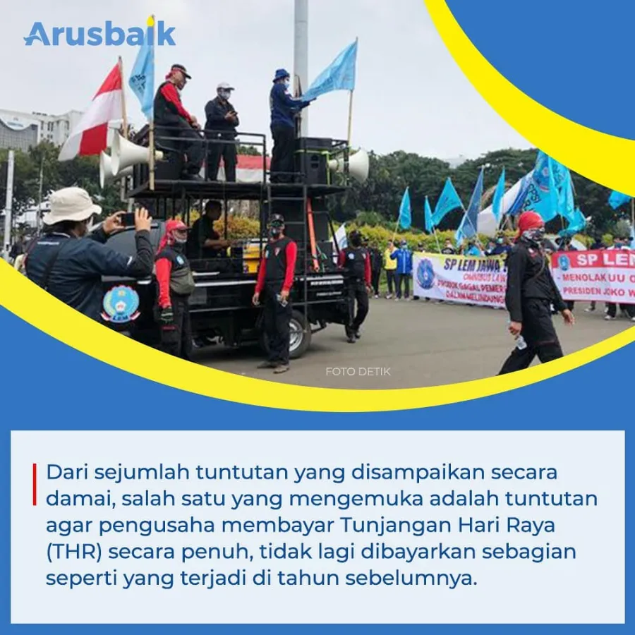 Demo Buruh Tertib, Minta THR Dibayar Penuh