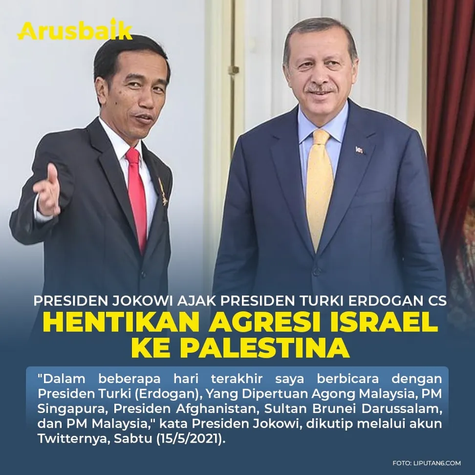 Presiden Jokowi Ajak Presiden Turki Erdogan Cs Hentikan Agresi Israel ke Palestina
