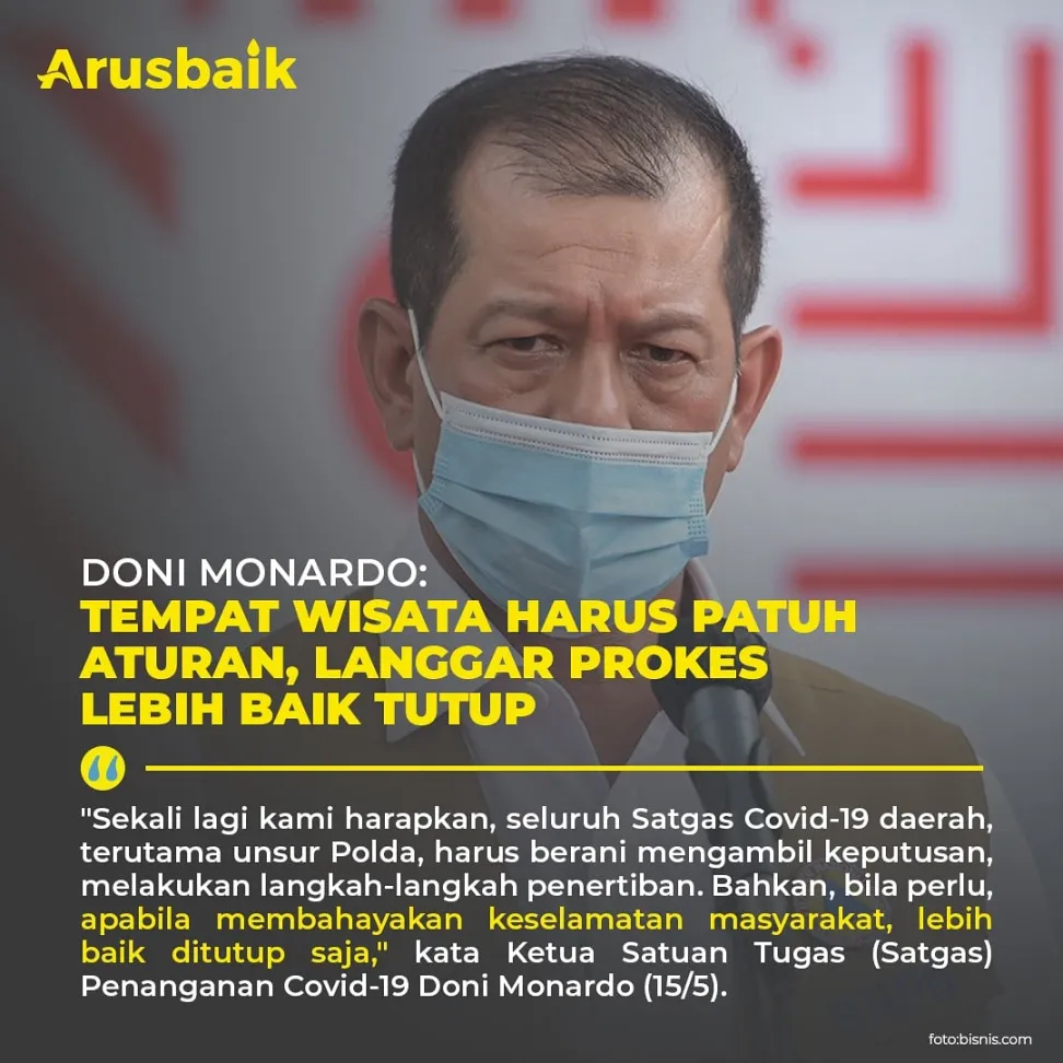Doni Monardo: Tempat Wisata Harus Patuh Aturan, Langgar Prokes Lebih Baik Tutup