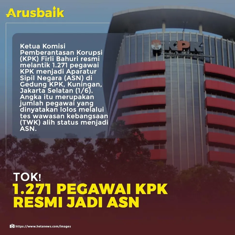 Tok! 1.271 Pegawai KPK Resmi Jadi ASN
