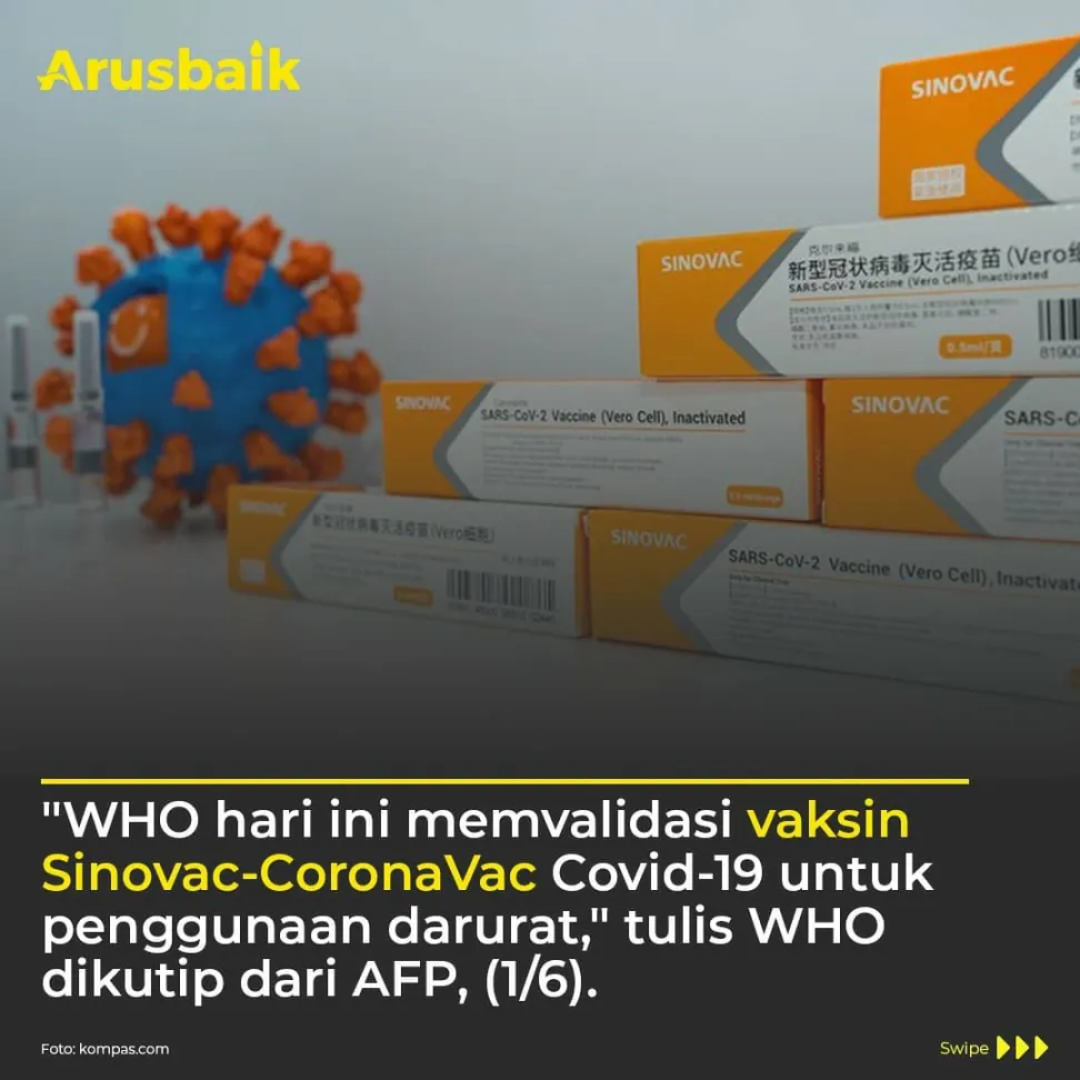 WHO Setujui Vaksin Sinovac-CoronaVac Untuk Penggunaan Darurat