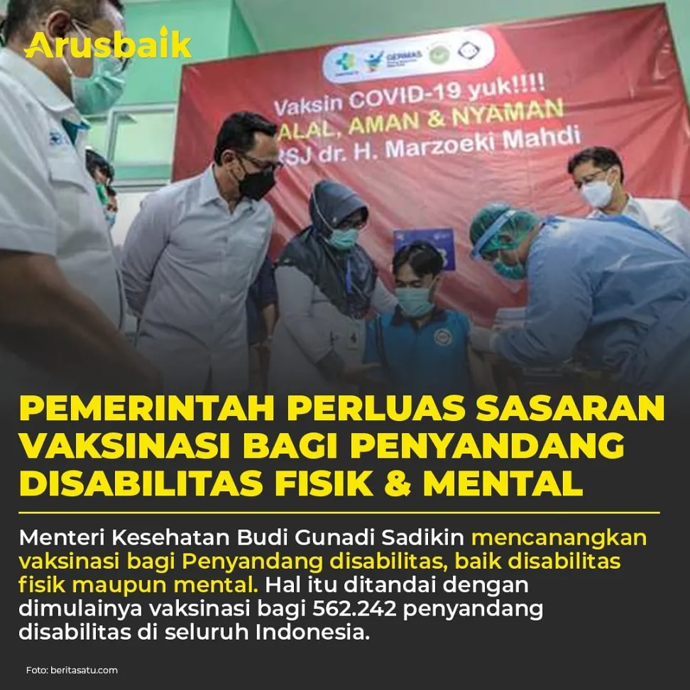 Pemerintah Perluas Sasaran Vaksinasi Bagi Penyandang Disabilitas Fisik & Mental