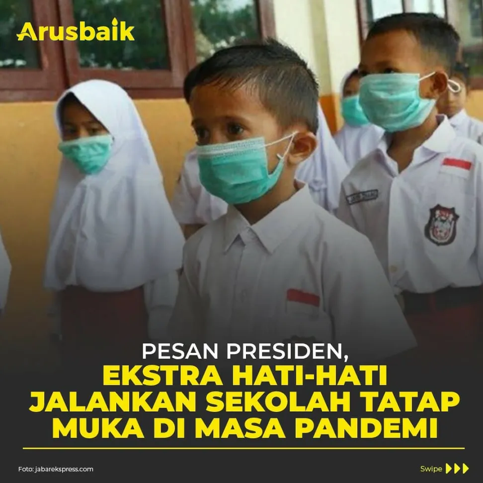 Judul: Pesan Presiden, Ekstra Hati-hati Jalankan Sekolah Tatap Muka di Masa Pandemi