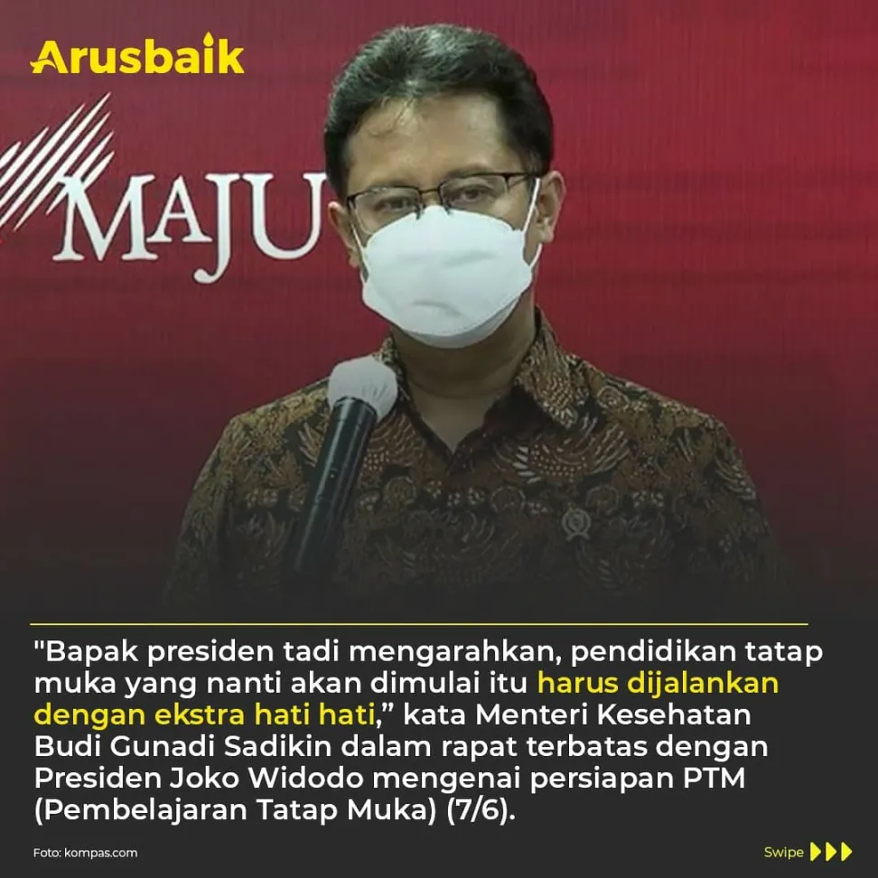 Judul: Pesan Presiden, Ekstra Hati-hati Jalankan Sekolah Tatap Muka di Masa Pandemi