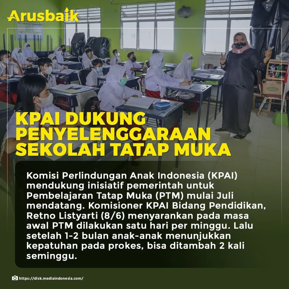 KPAI Dukung Penyelenggaraan Sekolah Tatap Muka