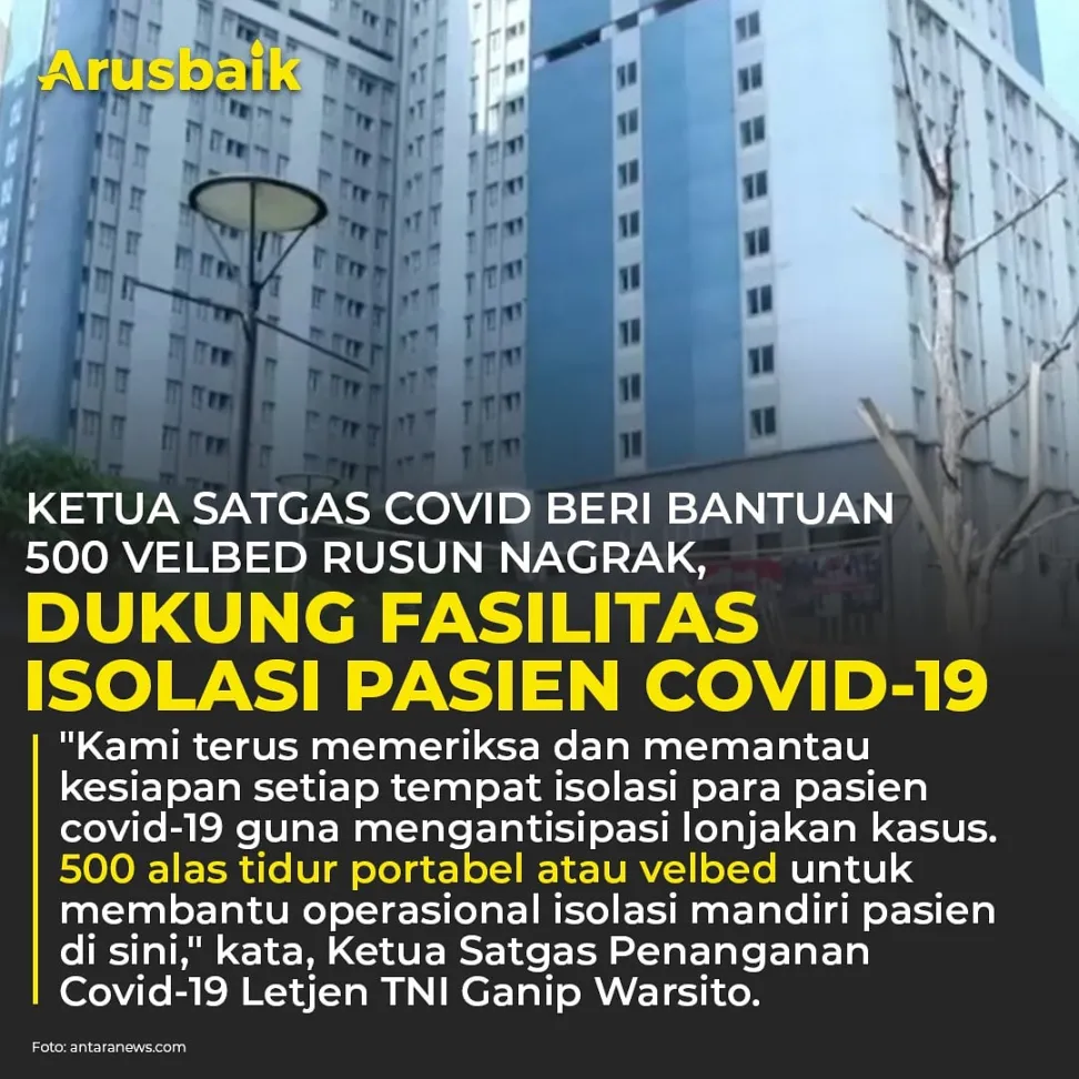 Ketua Satgas Covid Beri Bantuan 500 Velbed Rusun Nagrak, Dukung Fasilitas Isolasi Pasien Covid-19