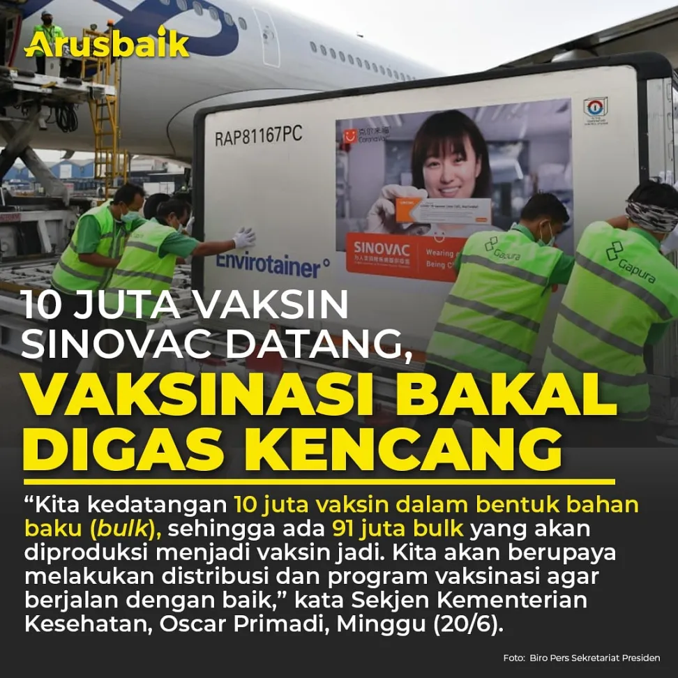 10 Juta Vaksin Sinovac Datang, Vaksinasi Bakal Digas Kencang