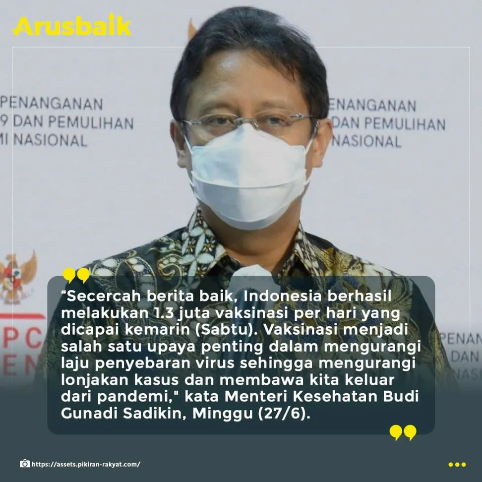 Kabar Baik! Target 1 Juta Vaksinasi Per Hari Terpenuhi, Herd Immunity Menanti