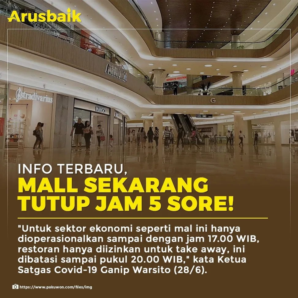 Info Terbaru, Mall Sekarang Tutup Jam 5 Sore!