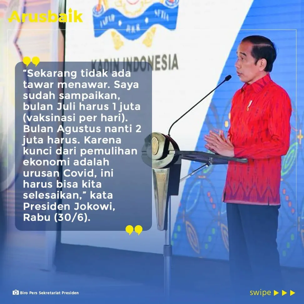 Gas Terus! Vaksinasi Juli 1 Juta Dosis per Hari, Agustus 2 Juta per Hari