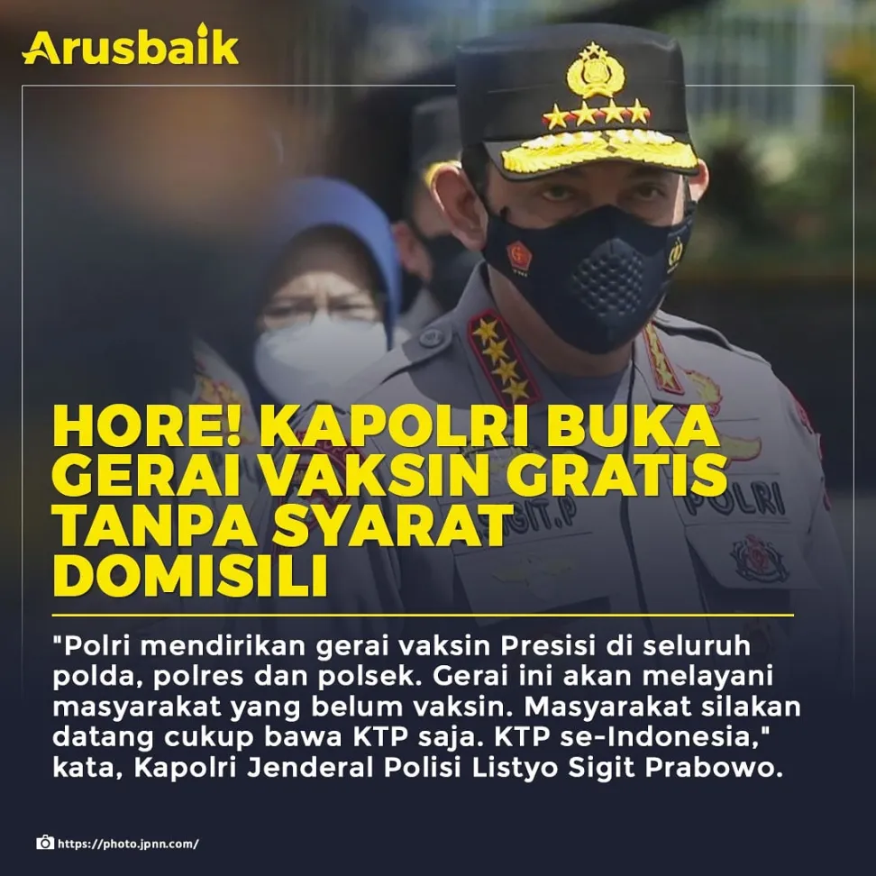 Hore! Kapolri Buka Gerai Vaksin Gratis Tanpa Syarat Domisili
