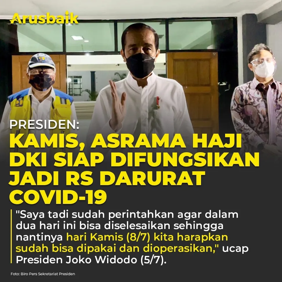Presiden: Kamis, Asrama Haji DKI Siap Difungsikan Jadi RS Darurat Covid-19