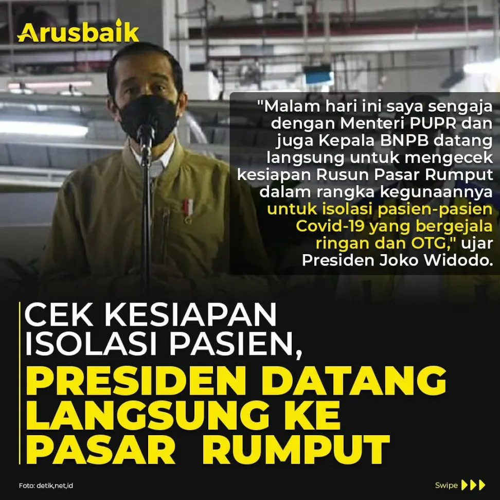 Cek Kesiapan Isolasi Pasien, Presiden Datang Langsung ke Pasar Rumput