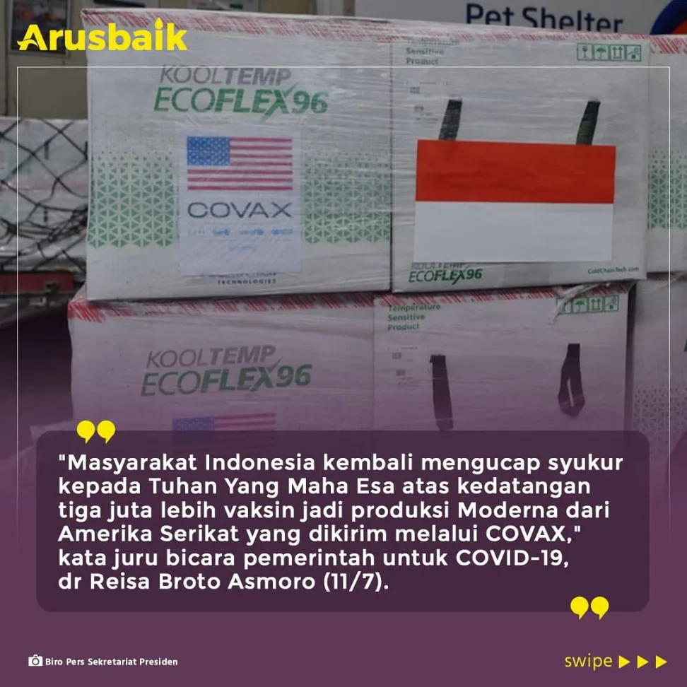 Kabar Baik! 3 Juta Dosis Vaksin Moderna Tiba di Indonesia