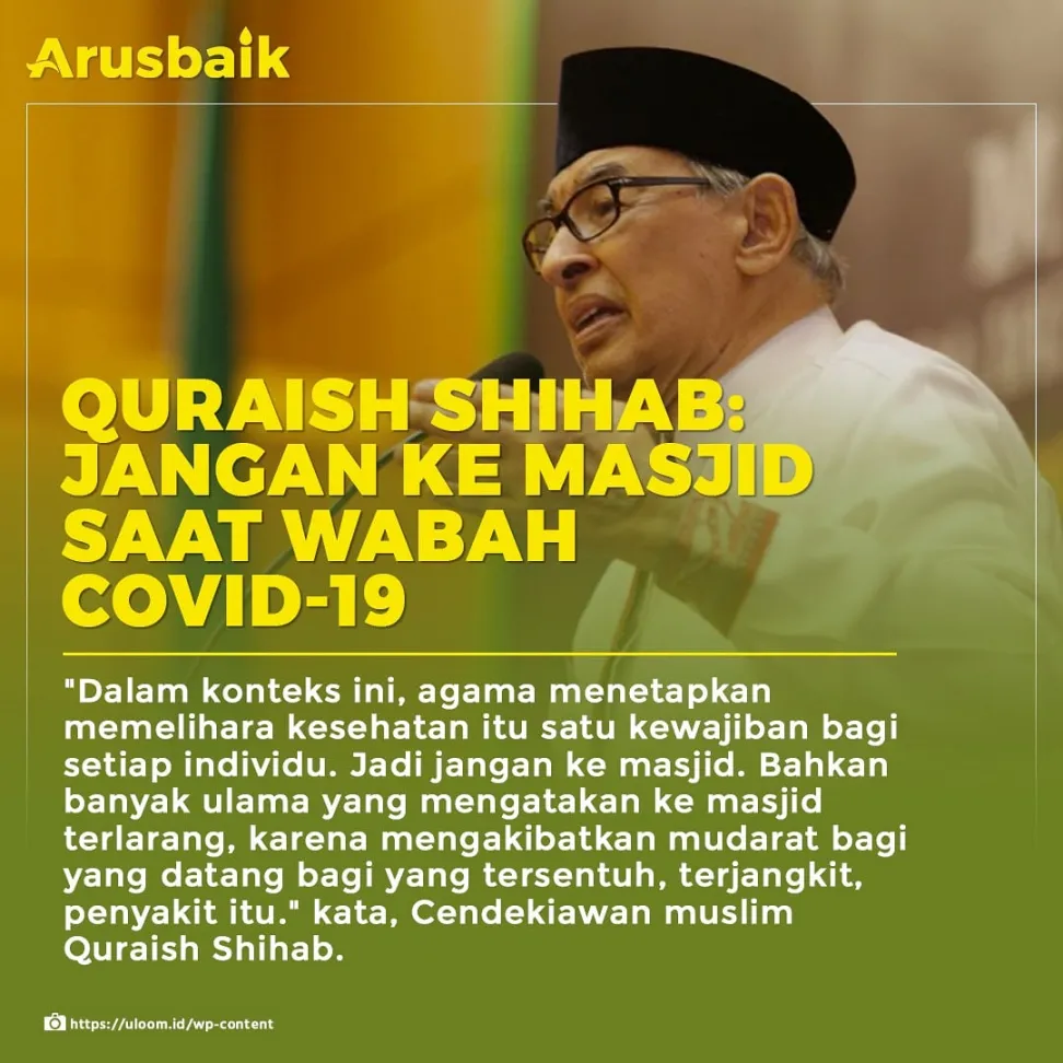 Quraish Shihab: Jangan Ke Masjid Saat Wabah Covid-19
