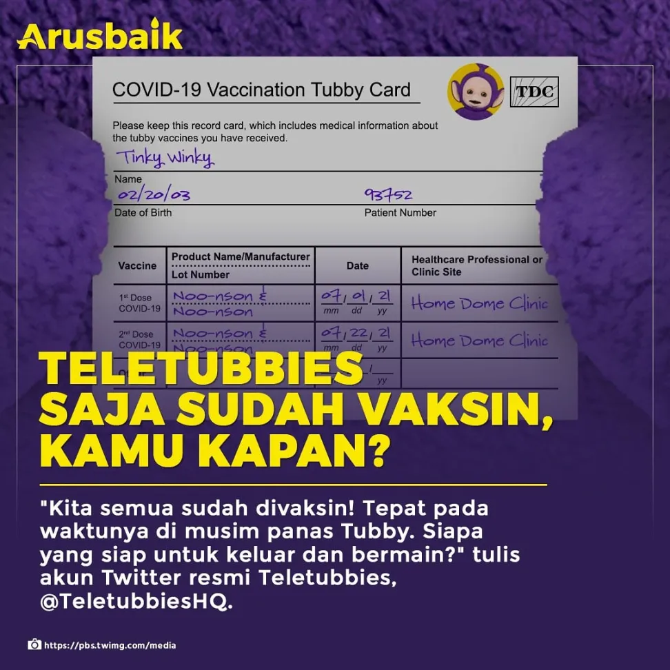 Teletubbies Saja Sudah Vaksin, Kamu Kapan?