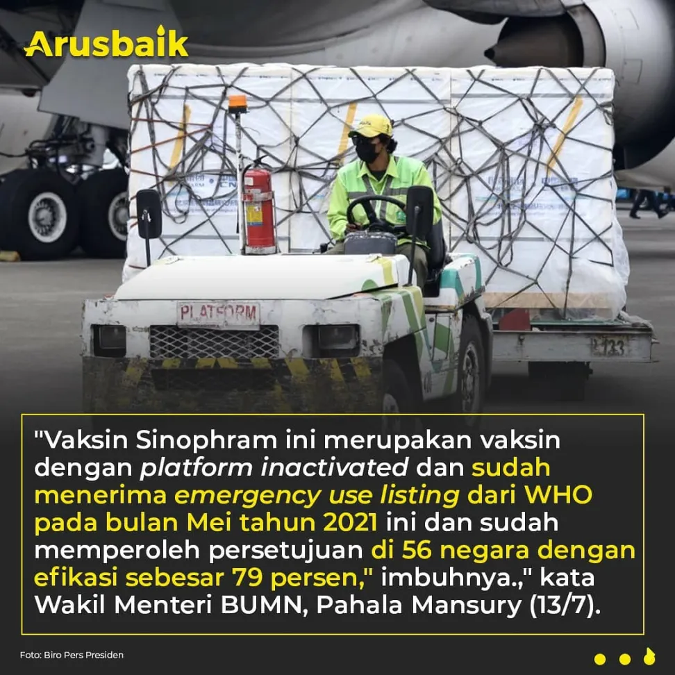 Wow, Masuk Lagi 1,4 Juta Vaksin Sinopharm, Menambah Optimisme Rakyat