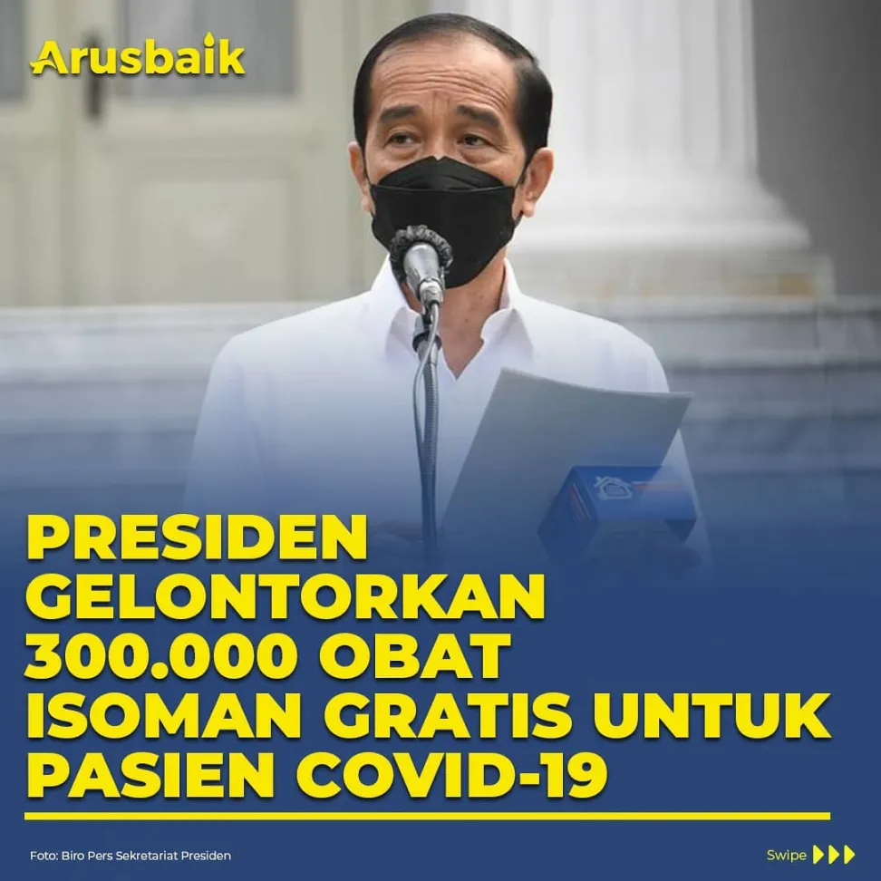 Presiden Gelontorkan 300.000 Obat Isoman Gratis untuk Pasien Covid-19
