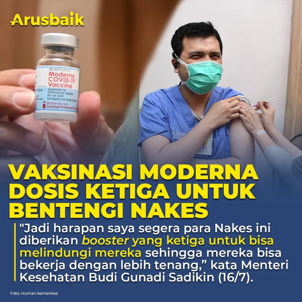 Vaksinasi Moderna Dosis Ketiga Untuk Bentengi Nakes