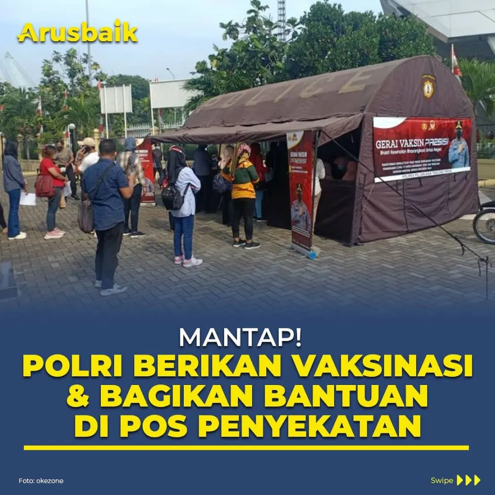 Mantap! Polri Berikan Vaksinasi & Bantuan di Pos Penyekatan