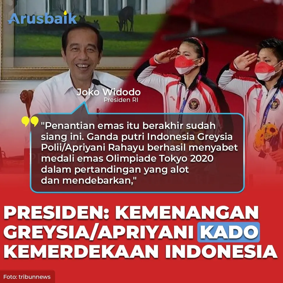 Presiden: Kemenangan Greysia/Apriyani Kado Kemerdekaan Indonesia