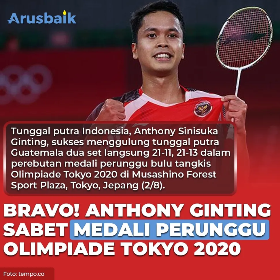 Bravo! Anthony Ginting Sabet Medali Perunggu Olimpiade Tokyo 2020