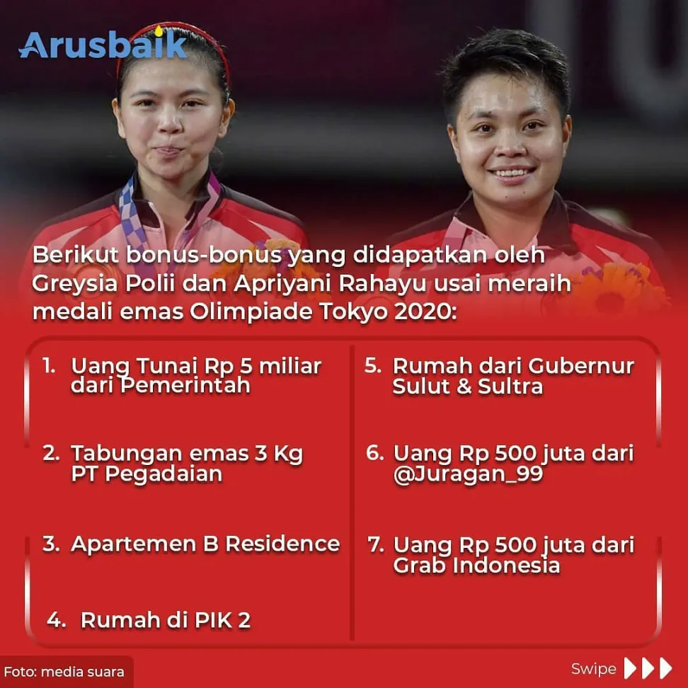 Bonus Menanti Greysia/Apriyani dari Rumah hingga Sapi