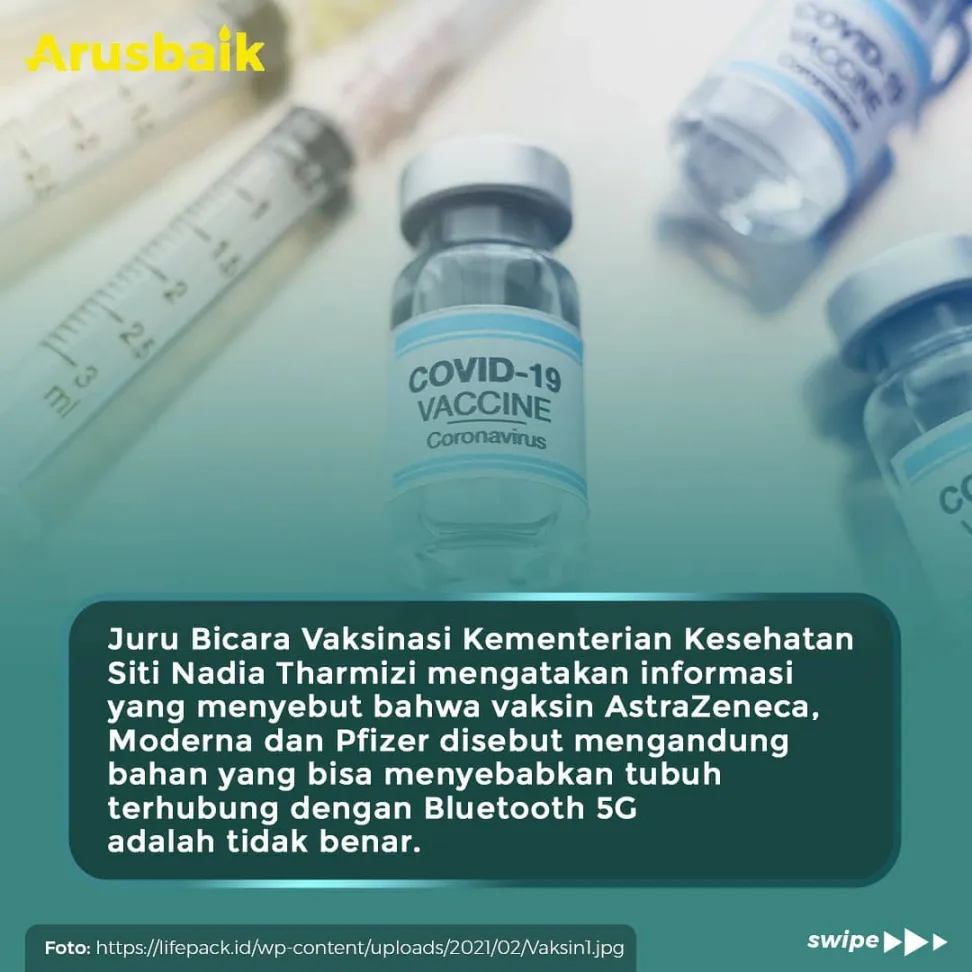 Hoaks! Vaksin Bisa Buat Tubuh Terkoneksi 5G