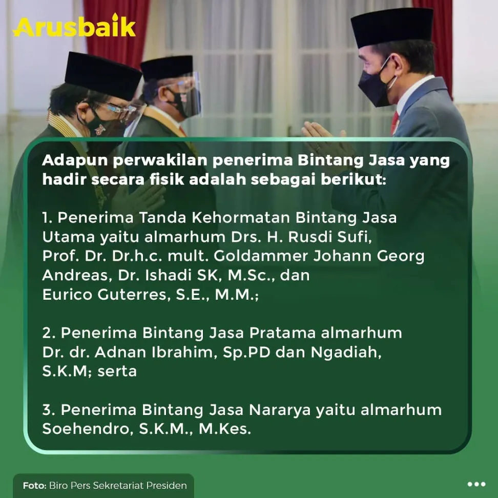 Presiden Anugerahkan Tanda Jasa Kehormatan Bagi 335 Tokoh