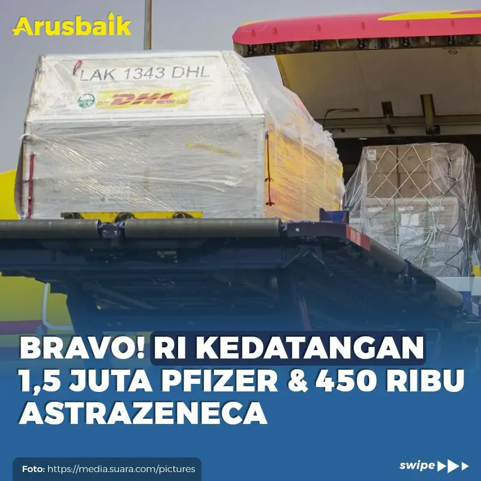 Bravo! RI Kedatangan 1,5 Juta Pfizer & 450 Ribu AstraZeneca