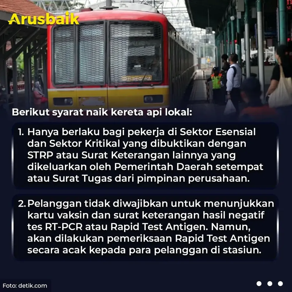Ini Syarat Naik Kereta Api Jauh & Dekat, Pada PPKM Level 3