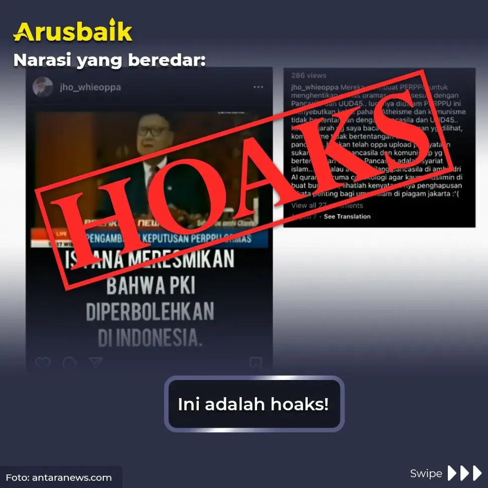 Hoaks! Istana Resmikan PKI Boleh Berdiri di Indonesia