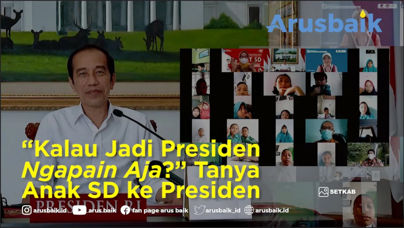 Menyambut Hari Anak Nasional Presiden Jokowi melakukan Konferensi video dengan anak SDN Sudimara, Banyumas.