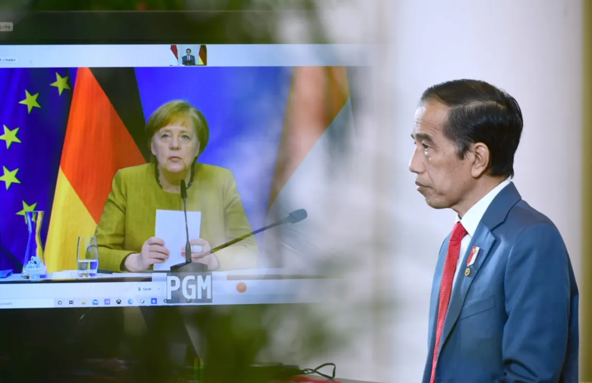 Dari Istana Bogor, Presiden Jokowi Bertemu Kanselir Jerman Secara Virtual