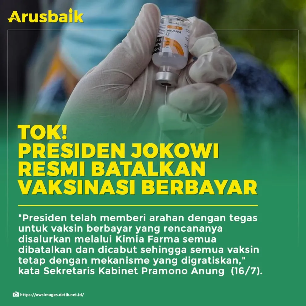 Tok! Presiden Jokowi Resmi Batalkan Vaksinasi Berbayar