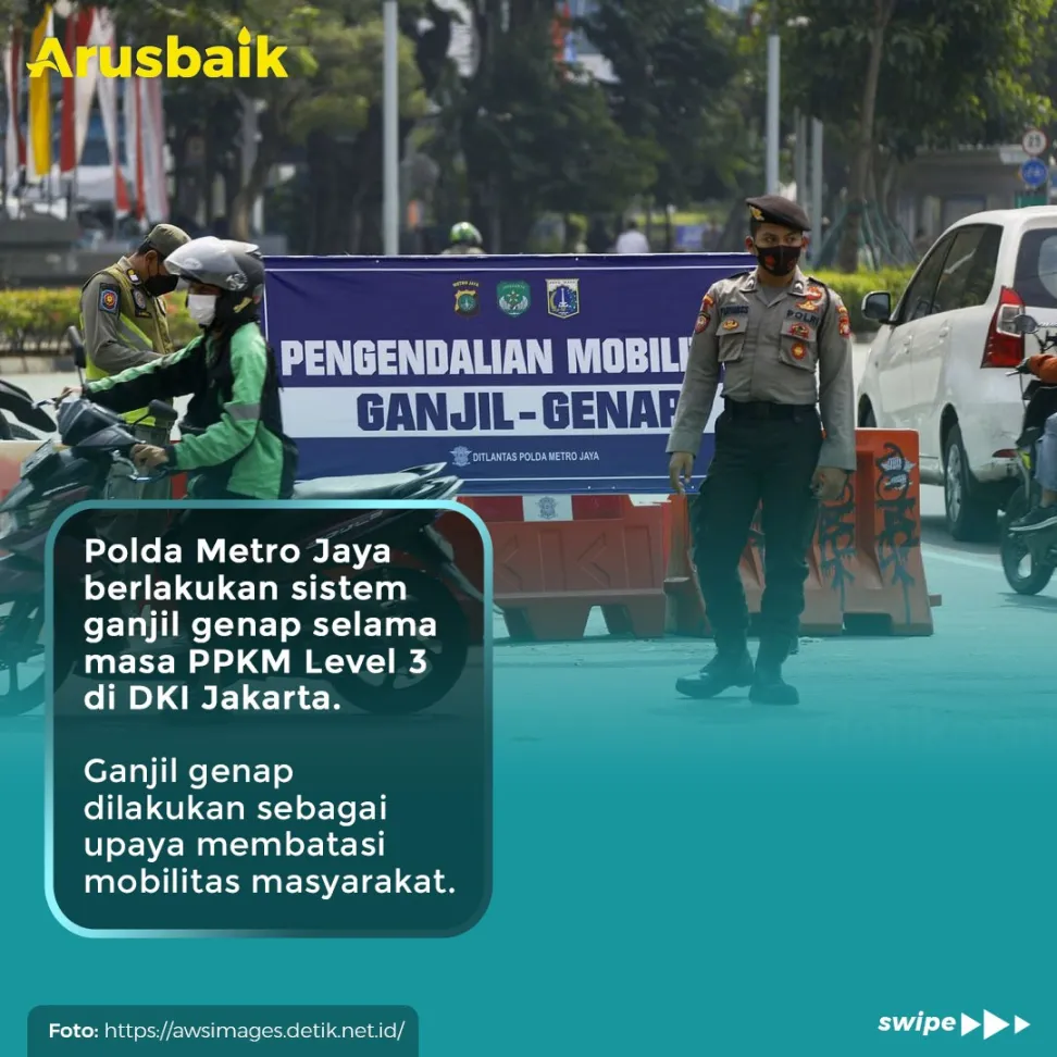 Catat! Ini 3 Titik Ganjil Genap Selama PPKM Level 3 Jakarta