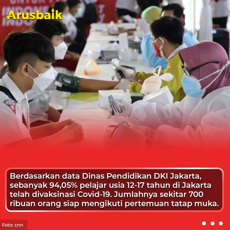 Joss! 94,05% Pelajar Di DKI Sudah Divaksinasi Covid-19