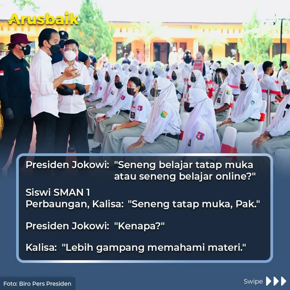 Siswa: Alhamdulillah Pak Jokowi, Sudah Bisa PTM, Mantap Kali!