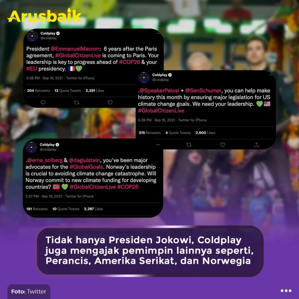 Coldplay Sapa Para Pemimpin Dunia, Termasuk Indonesia