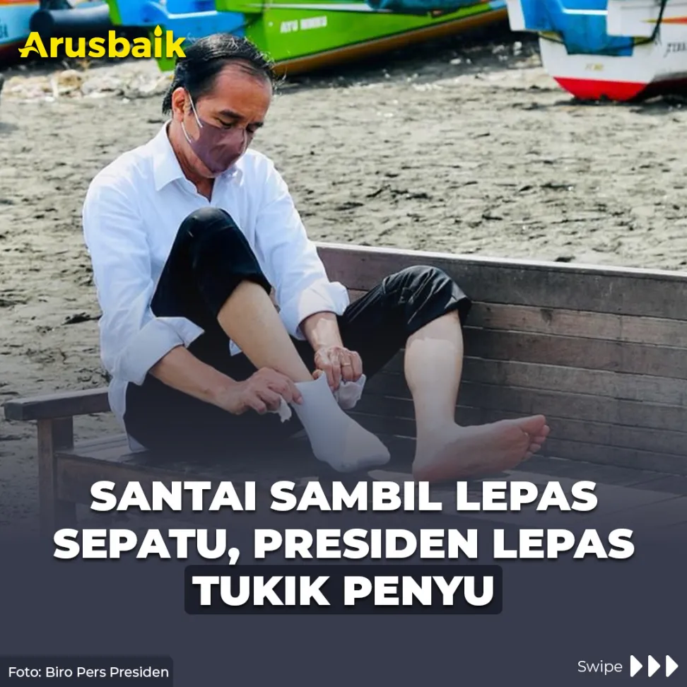 Santai Sambil Lepas Sepatu, Presiden Lepas Tukik Penyu